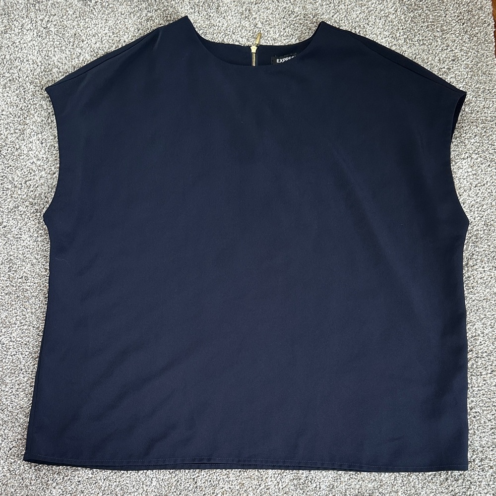 Express Navy Boxy Shell Tank Top